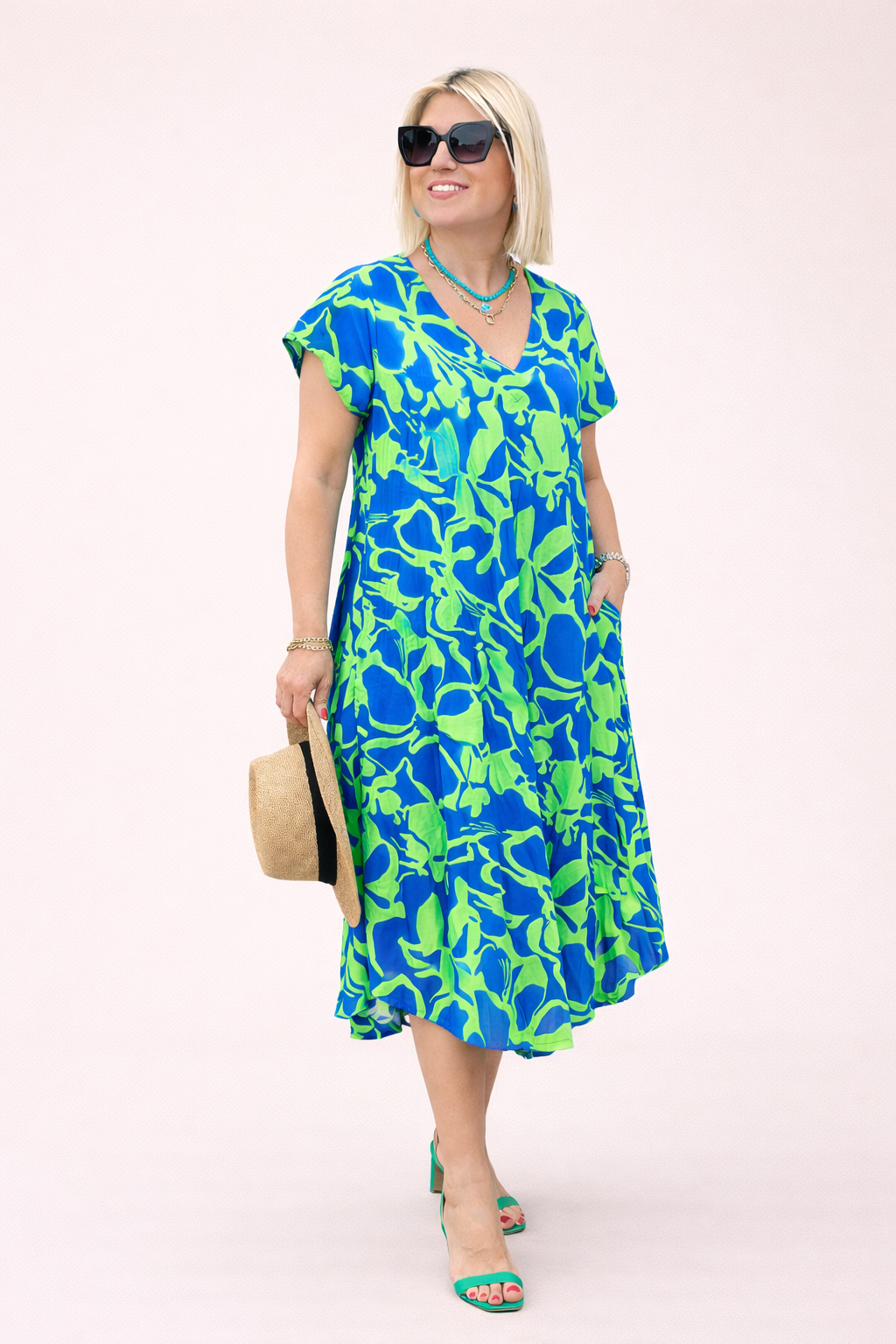 Robe midi florale ample pour femmes - Millan