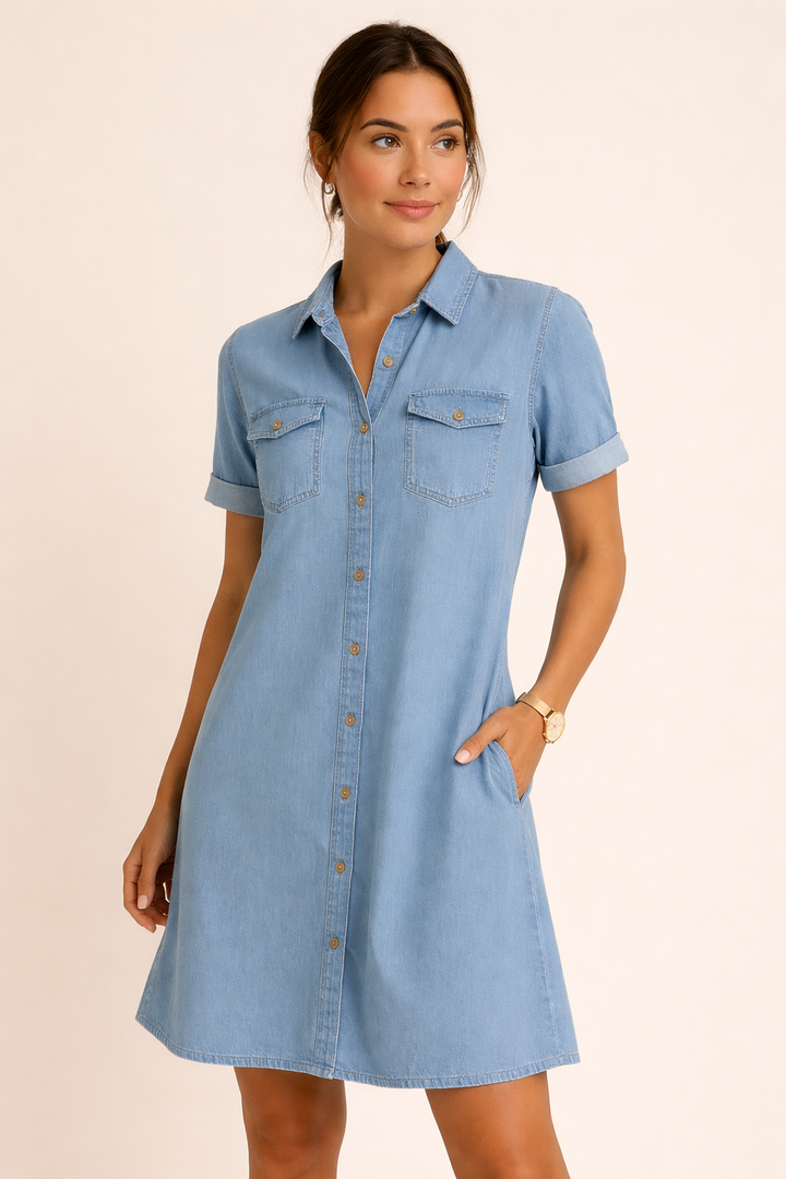Robe chemise en denim confortable pour femme - Claire