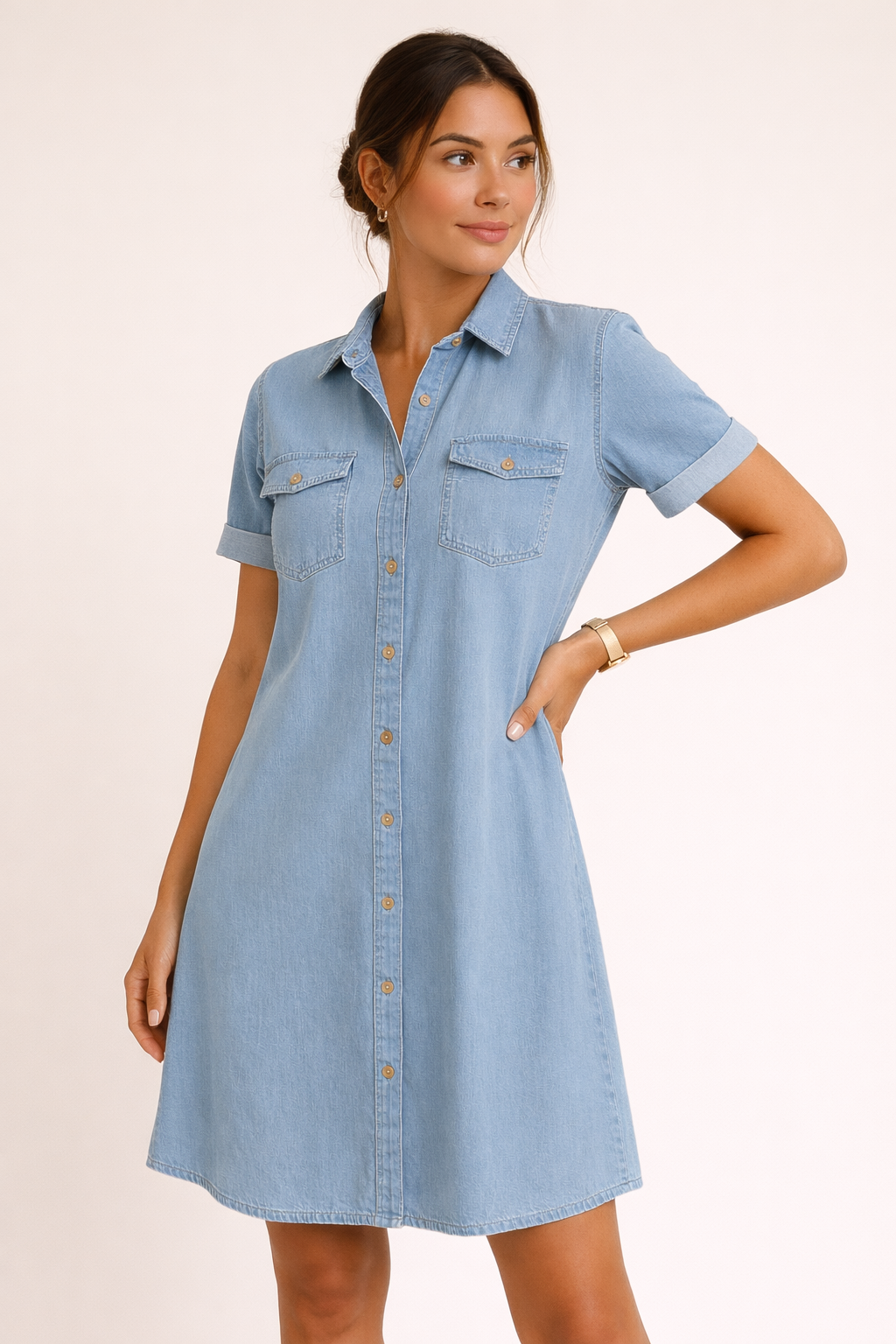 Robe chemise en denim confortable pour femme - Claire