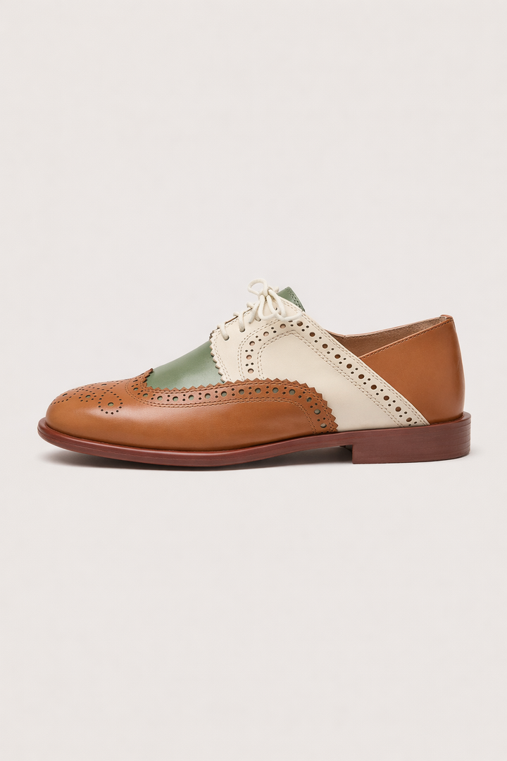 Chaussures oxford bicolores à talon bas pour femmes - Milany
