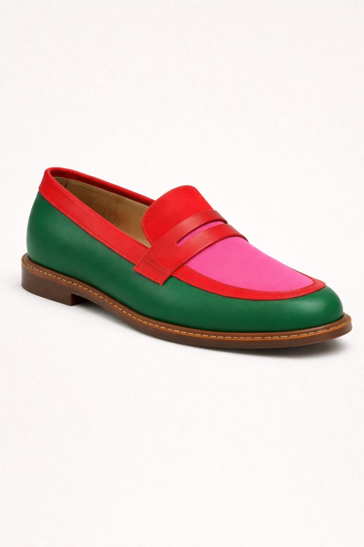 Mocassins combinés de couleurs vives pour femmes - Nadine