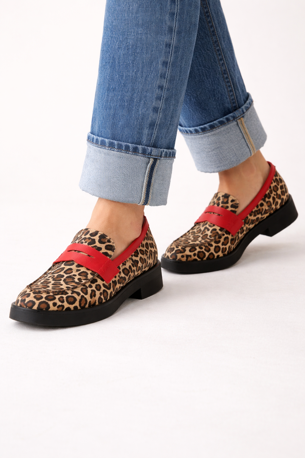 Mocassins pour femmes à plateforme avec bande supérieure en imprimé animal - Sireva