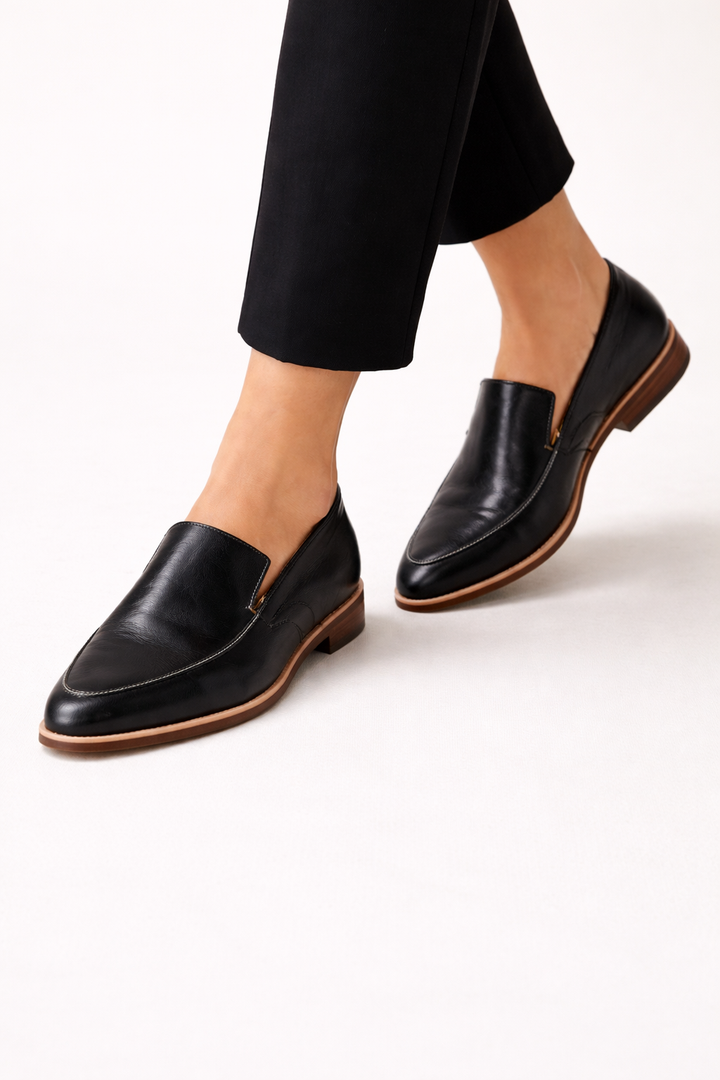 Mocassins plats pour femmes en cuir avec couture - Vireka