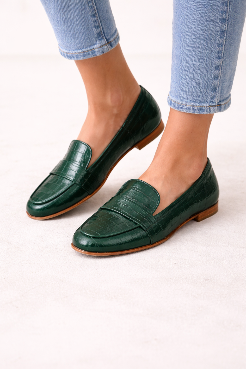 Mocassins plats en cuir gravé pour femmes - Kireth