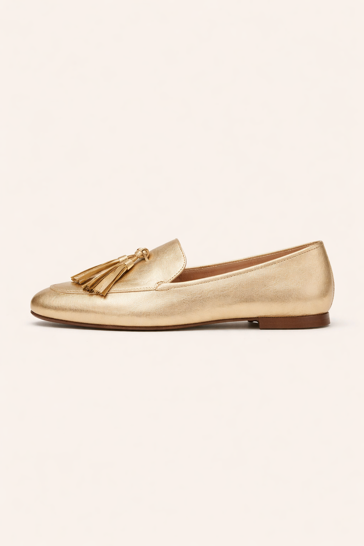 Mocassins plats pour femmes en cuir métallisé à glands - Trevia