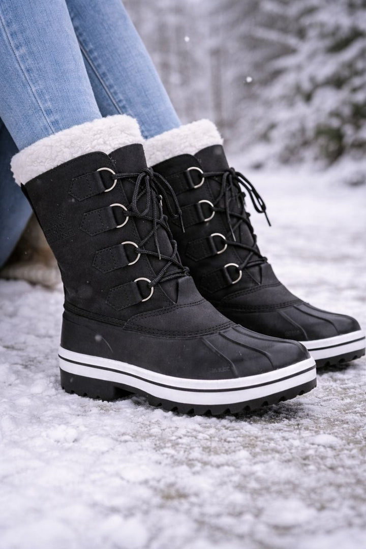 Bottes de neige imperméables à lacets à mi-jambe pour femmes - Cinthia