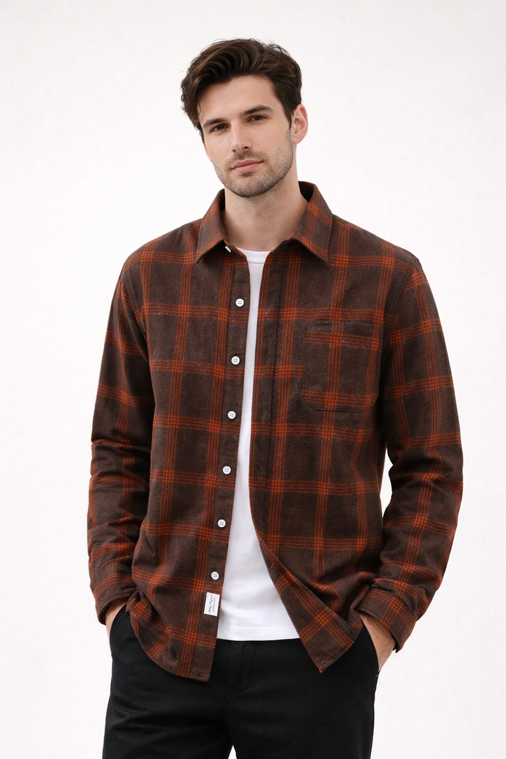 Chemise à manches longues à carreaux pour hommes - Noyel