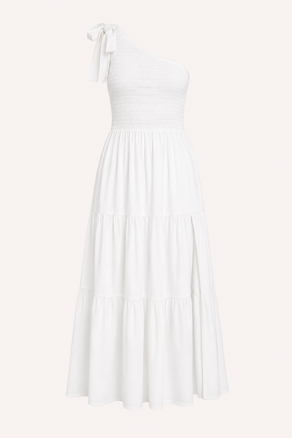 Robe longue pour femme, une épaule, nœud et fente - Karla