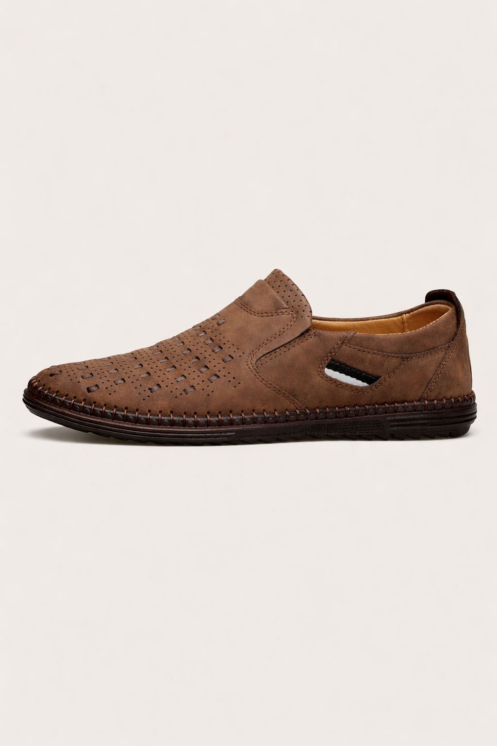 Chaussures à enfiler en cuir perforé pour hommes - Dalton