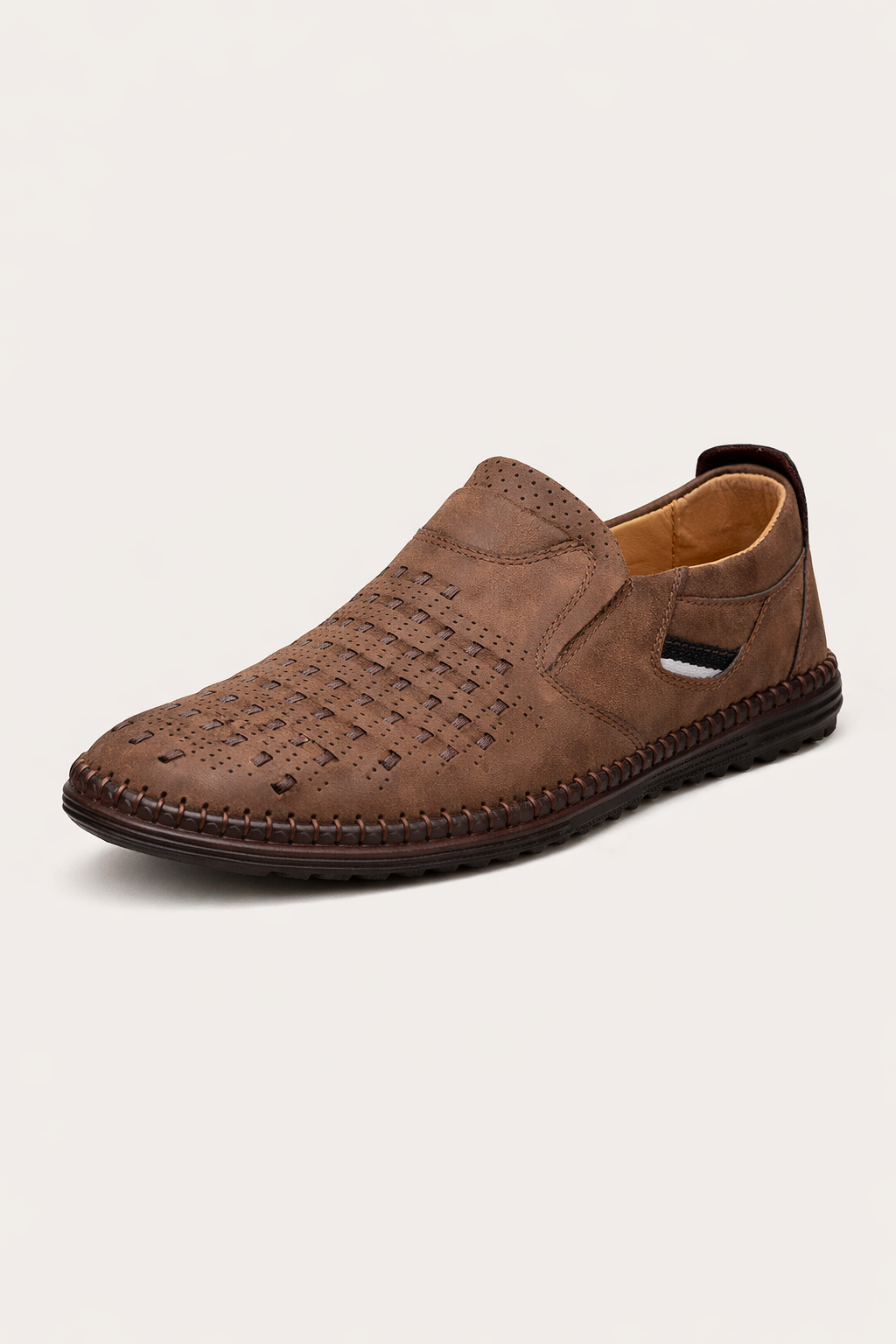 Chaussures à enfiler en cuir perforé pour hommes - Dalton