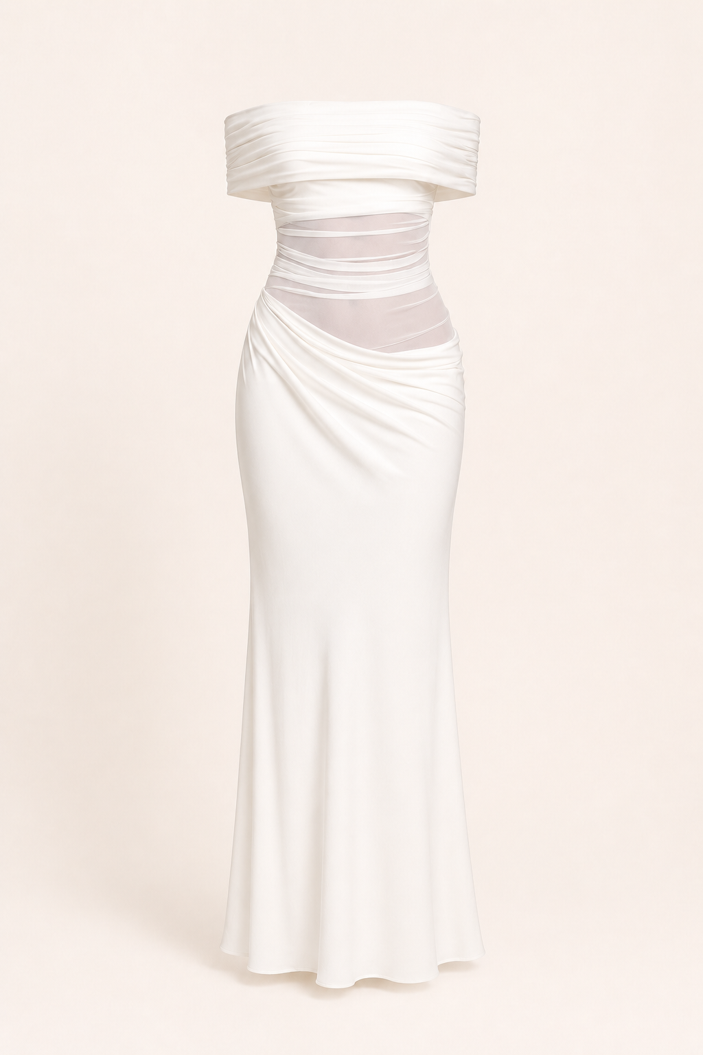 Robe longue pour femmes invitées à un mariage robe élégante à épaules décollées avec ruchés - Nadine