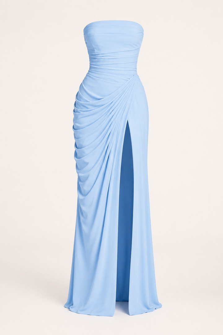 Robe longue pour femmes, robe élégante pour événements, coupe ajustée, fente sur le côté - Ottilie