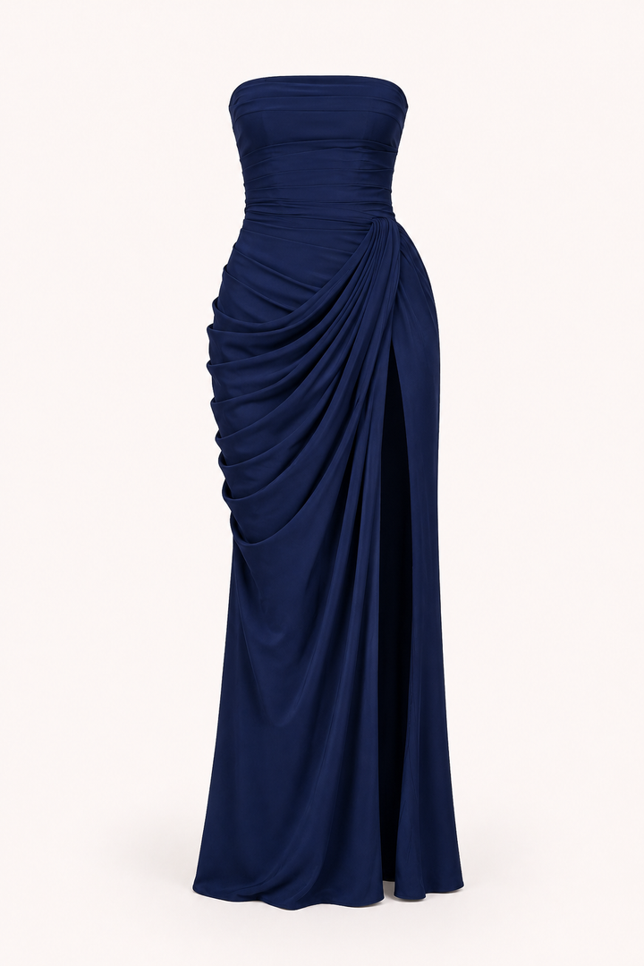 Robe longue pour femmes, robe élégante pour événements, coupe ajustée, fente sur le côté - Ottilie