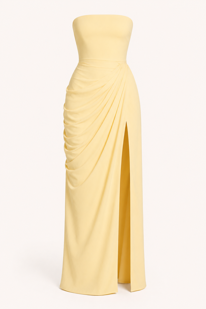 Robe longue pour femmes, robe élégante pour événements, coupe ajustée, fente sur le côté - Ottilie