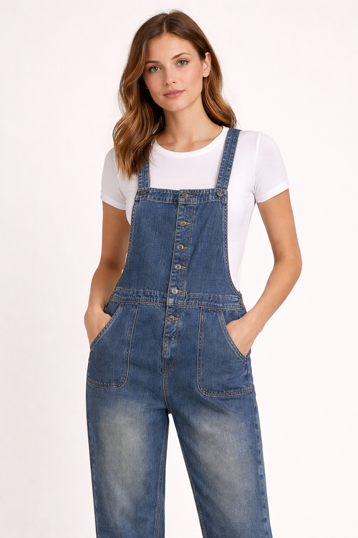 Combinaison en denim à coupe large pour femme - Neriva