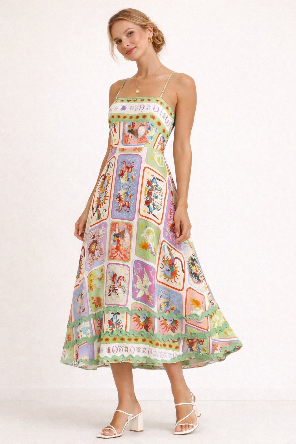 Robe longue fluide à imprimé artistique pour femme - Valeria