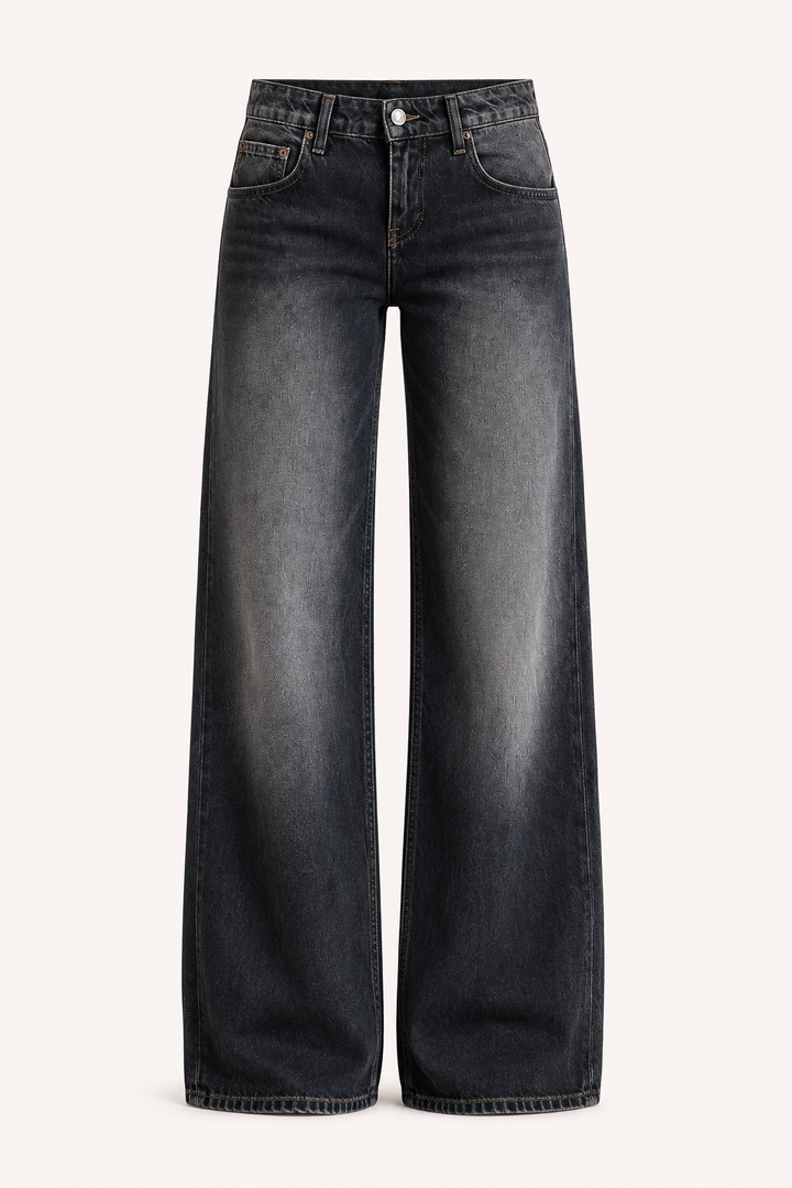 Jean pour femme, taille mi-haute, coupe large - Kerstin