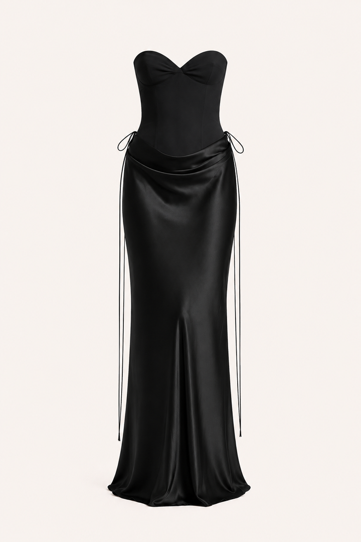 Ensemble femme : corset sans bretelles et jupe drapée - Annika