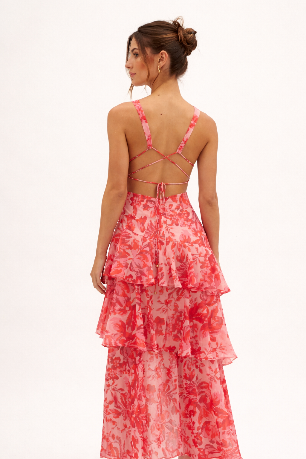 Robe de soirée midi à imprimé floral et décolleté en V pour femmes - Gisela