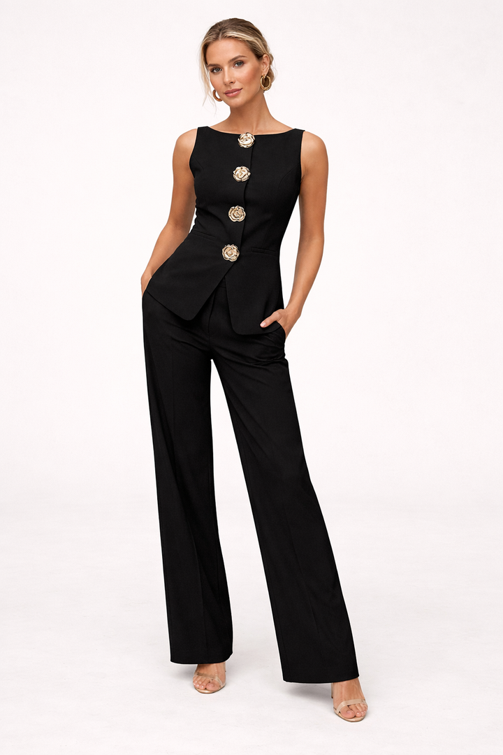 Ensemble sans manches et pantalon large pour femme - Elira