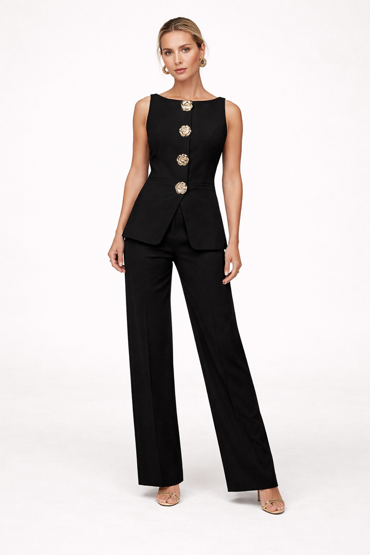 Ensemble sans manches et pantalon large pour femme - Elira