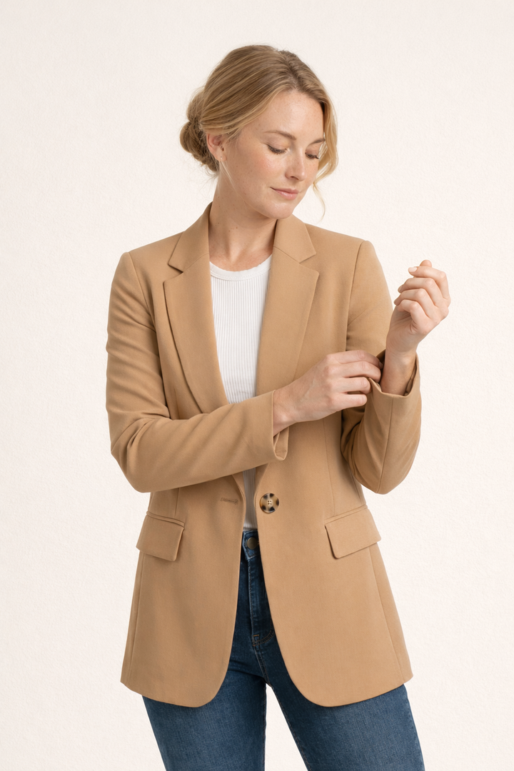 Blazer classique à revers ajusté et à boutons pour femmes - Irmina