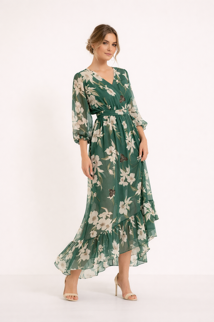 Robe de soirée midi à imprimé floral pour femmes - Giulia