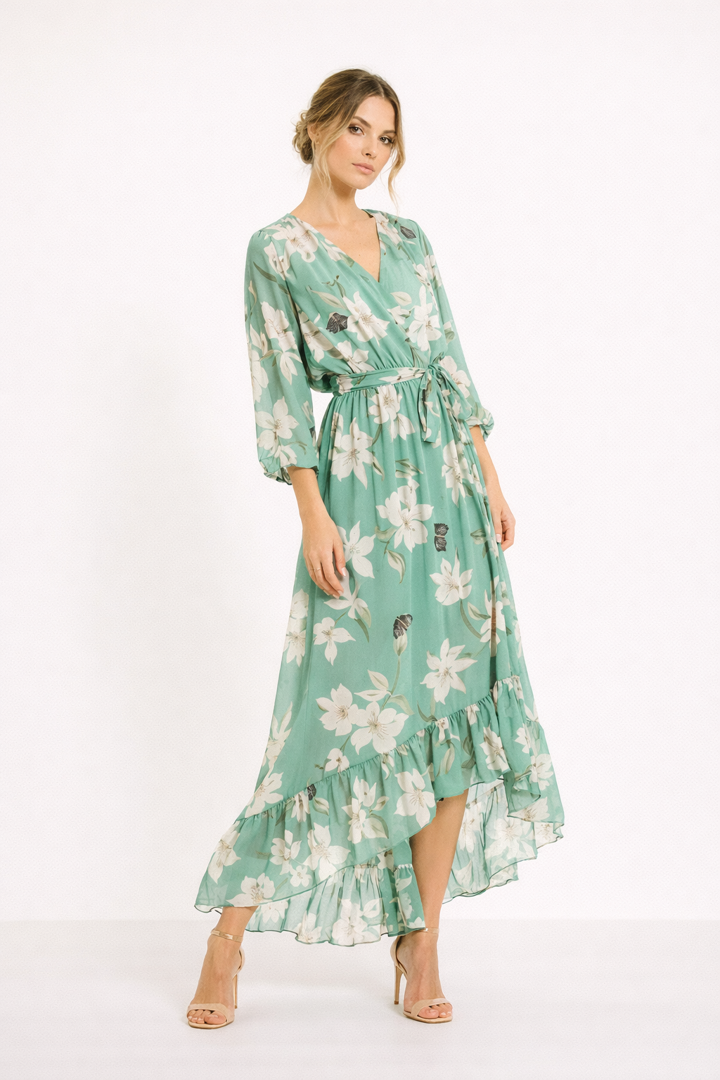 Robe de soirée midi à imprimé floral pour femmes - Giulia
