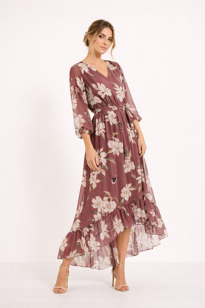 Robe de soirée midi à imprimé floral pour femmes - Giulia