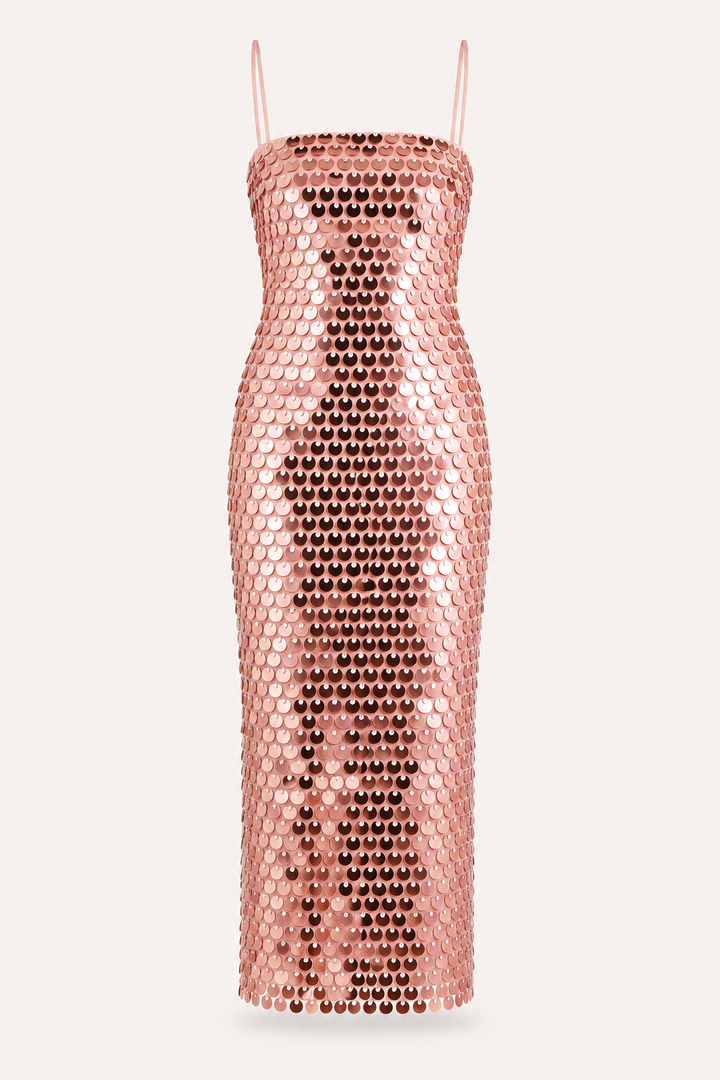 Élégante robe de cocktail midi avec finition brillante - Senta