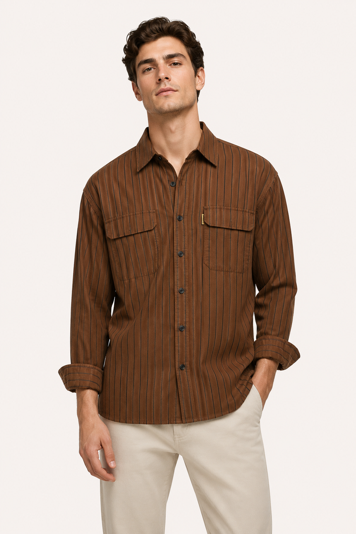 Chemise rayée à manches longues de style méditerranéen pour hommes - Kilian