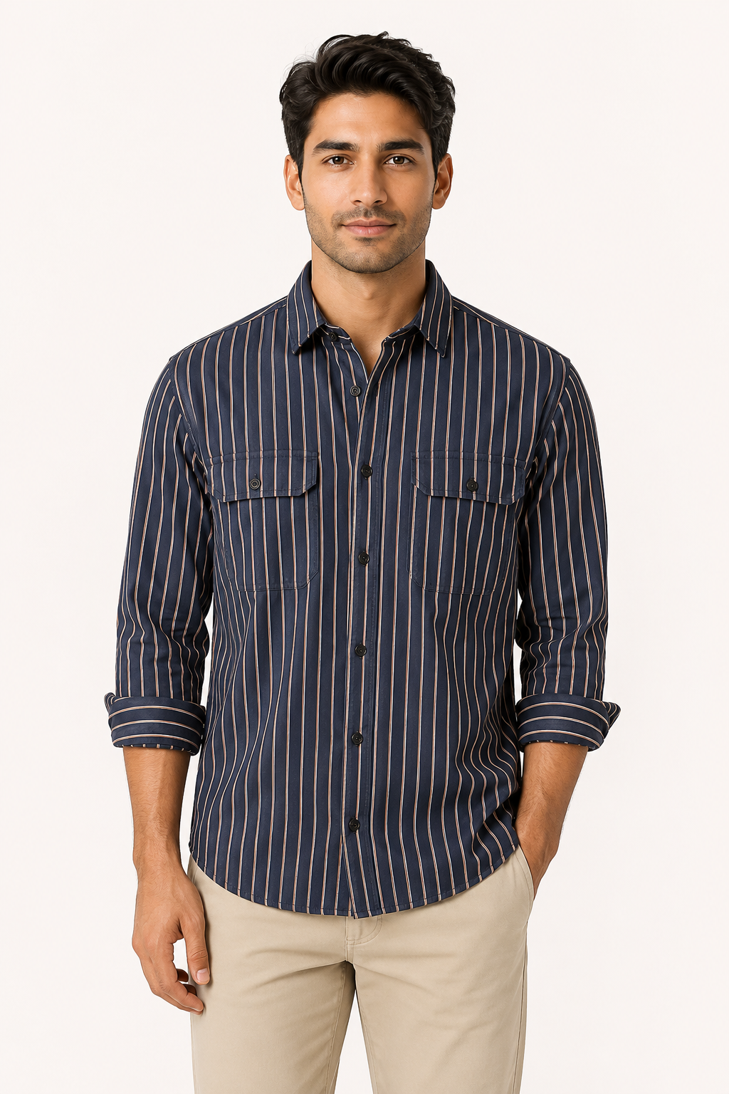 Chemise rayée à manches longues de style méditerranéen pour hommes - Kilian