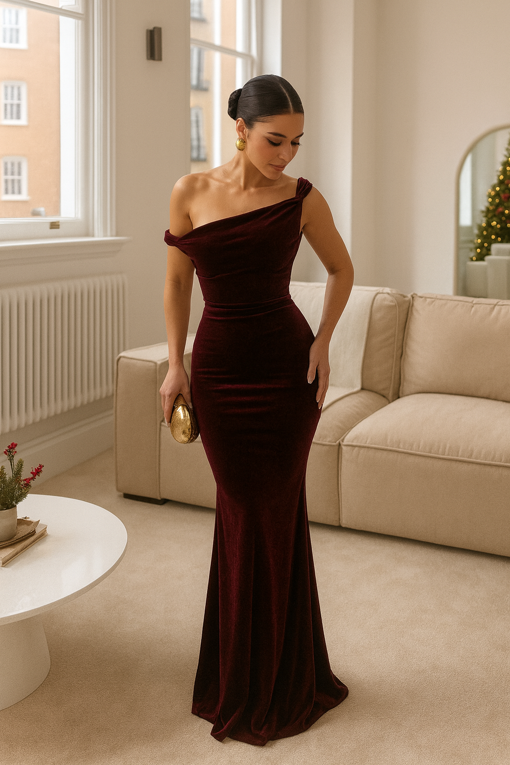Elégante robe femme effet velours - Doren