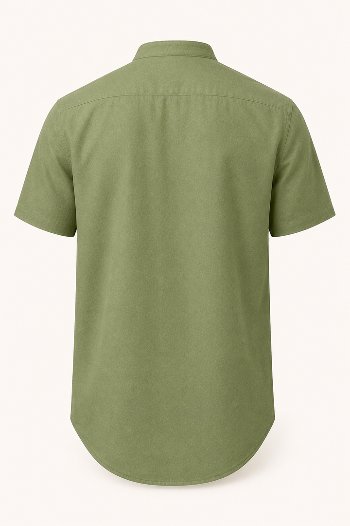 Chemise boutonnée à manches courtes pour hommes avec col mao - Lorenz
