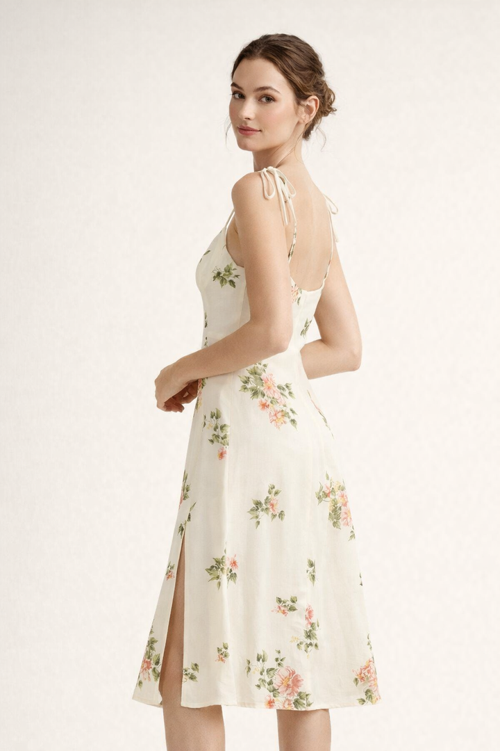 Robe midi femme printemps imprimé floral léger - Lirena
