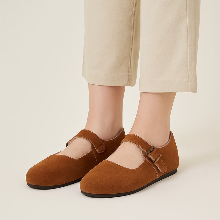 Chaussures plates en daim pour femmes avec doublure chaude - Alviera