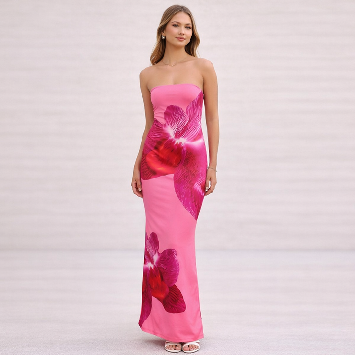 Robe longue à encolure droite pour femme - Kerttu
