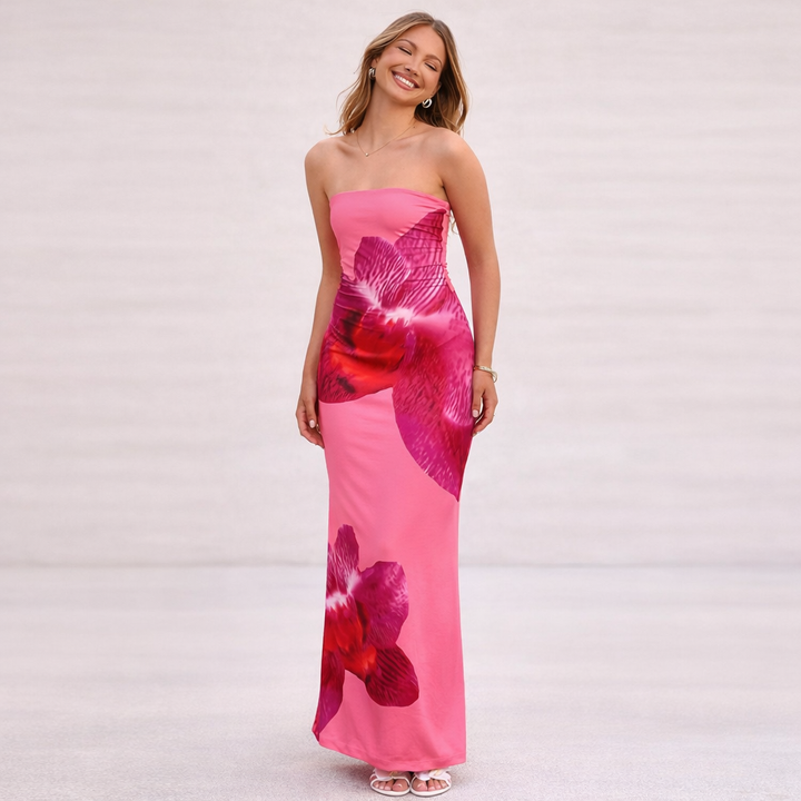 Robe longue à encolure droite pour femme - Kerttu