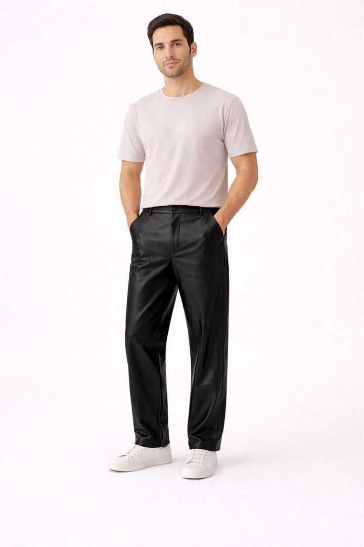 Pantalon habillé décontracté en cuir pour hommes - Avelorn