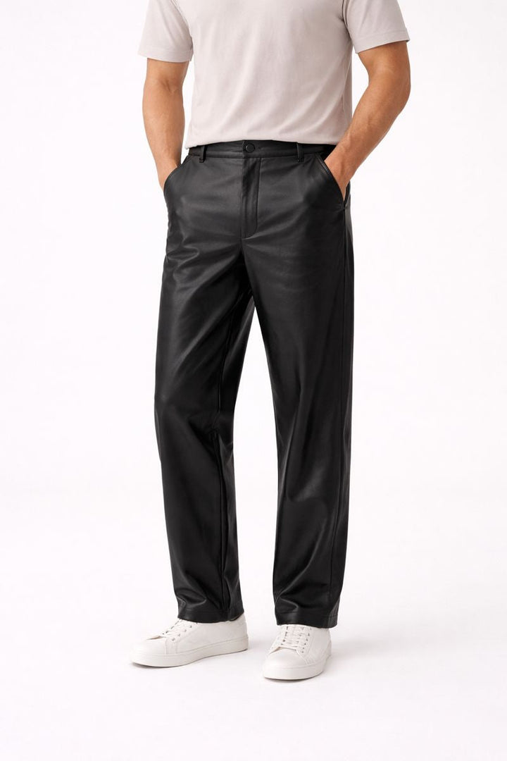 Pantalon habillé décontracté en cuir pour hommes - Avelorn