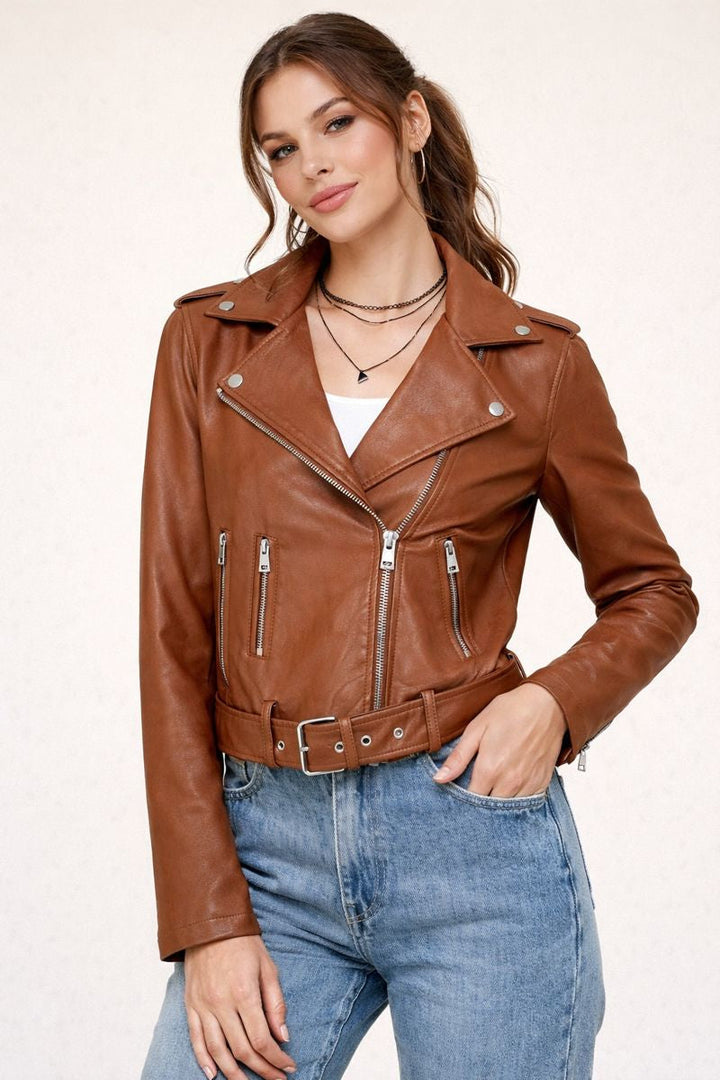 Veste de motard ajustée pour femme - Arelia