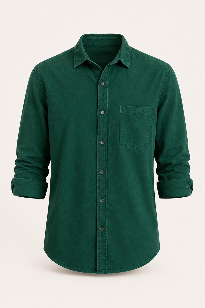 Chemise en lin hommes, manches longues, pochette - Emil