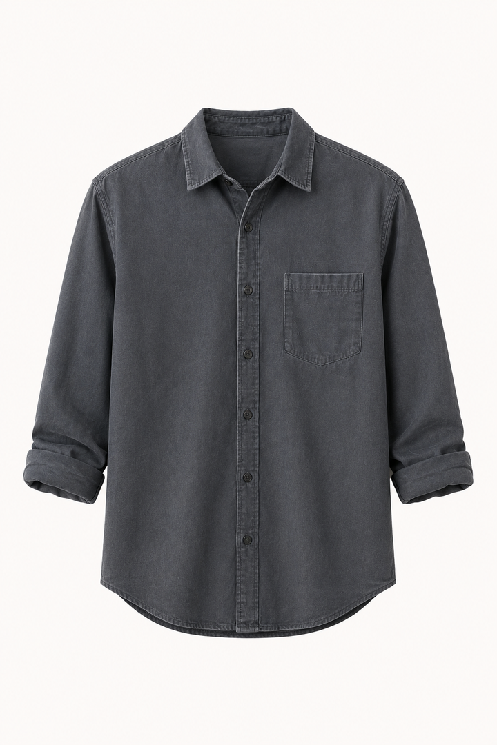 Chemise en lin hommes, manches longues, pochette - Emil