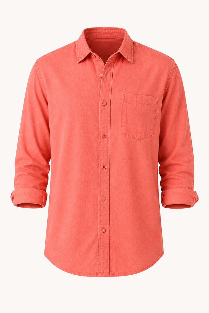Chemise en lin hommes, manches longues, pochette - Emil
