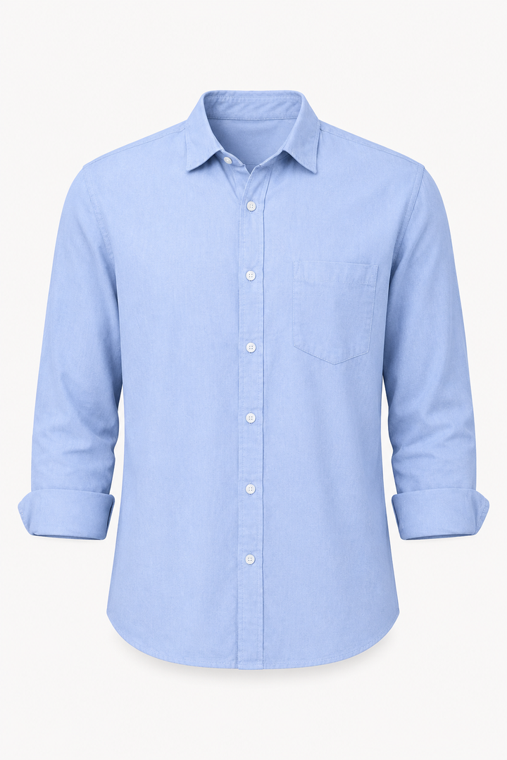 Chemise en lin hommes, manches longues, pochette - Emil