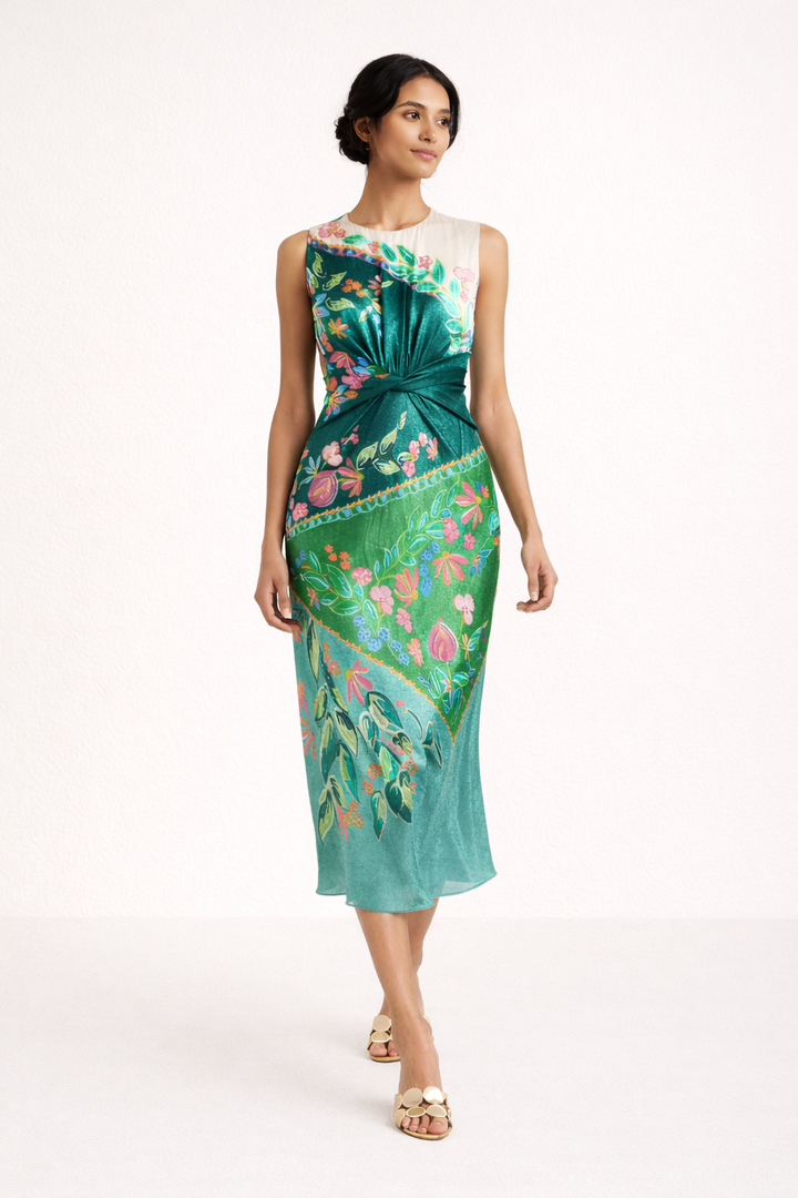 Robe midi imprimée sans manches pour femmes, style fête d'été - Agnese