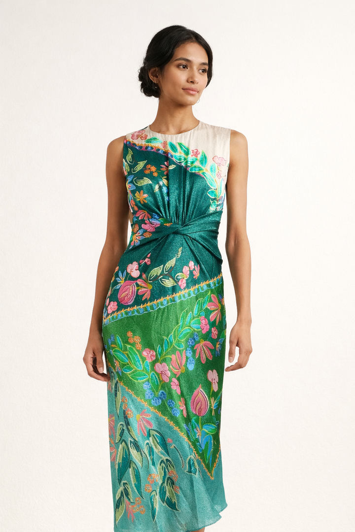 Robe midi imprimée sans manches pour femmes, style fête d'été - Agnese