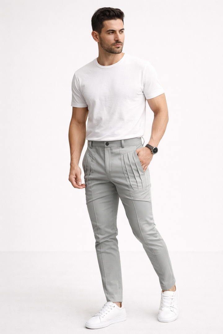 Pantalon slim pour homme avec doubles passants de ceinture et coupe moderne - Grober