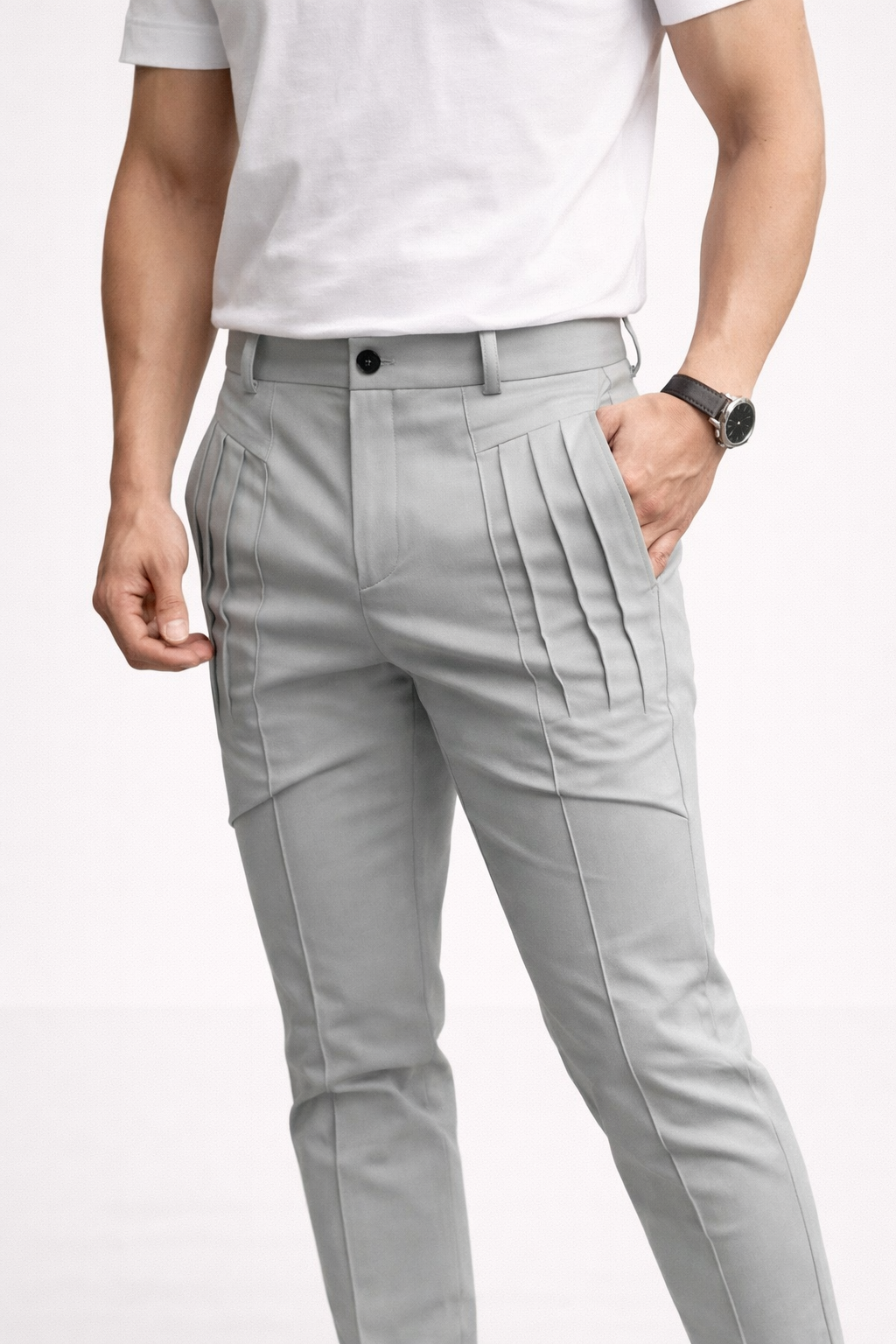 Pantalon slim pour homme avec doubles passants de ceinture et coupe moderne - Grober