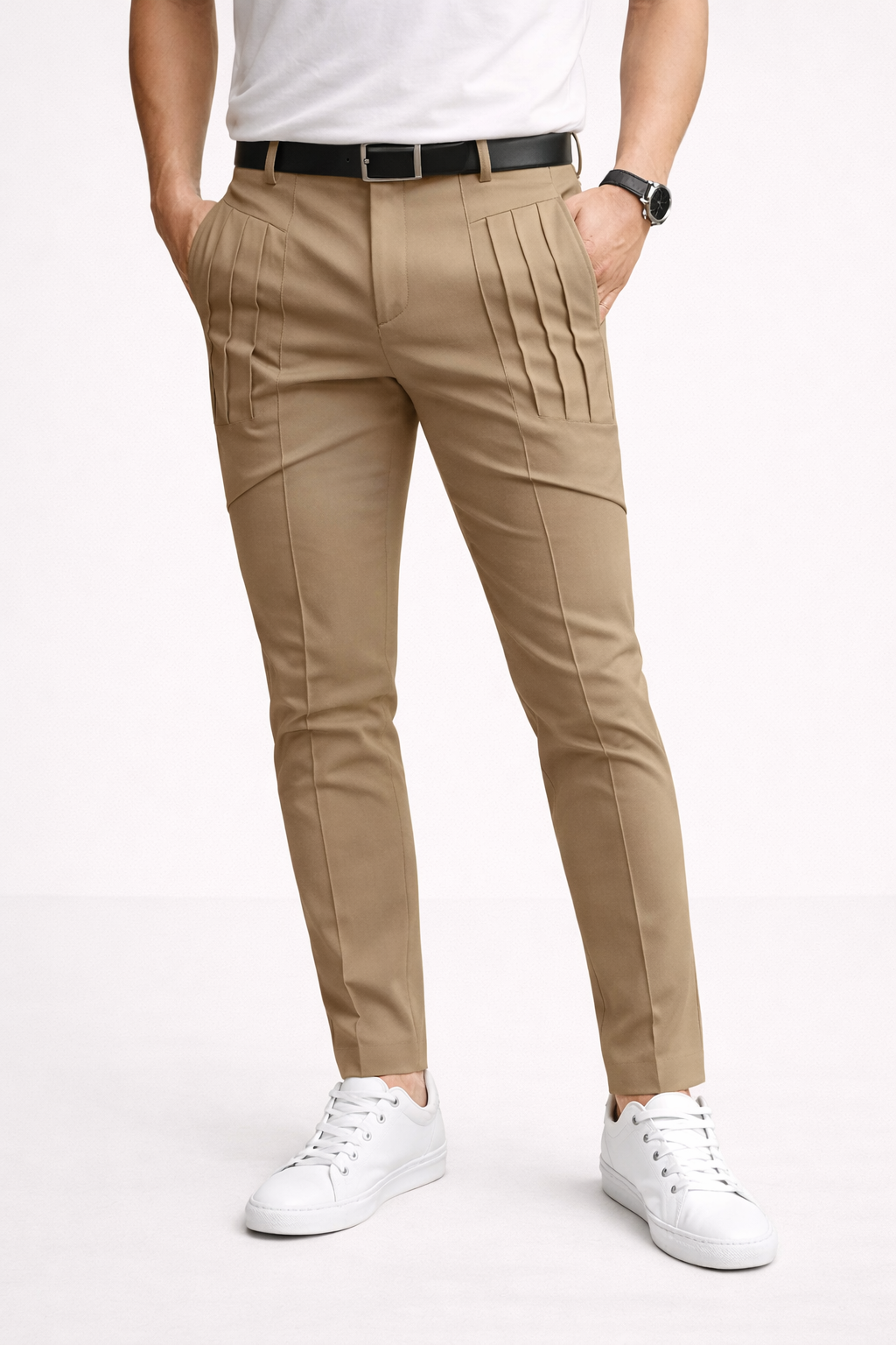 Pantalon slim pour homme avec doubles passants de ceinture et coupe moderne - Grober